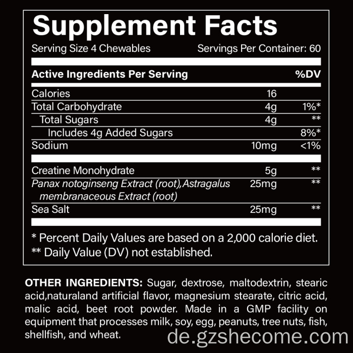 Shecome-Monohydrat verbessert die Absorption in Kautabletten